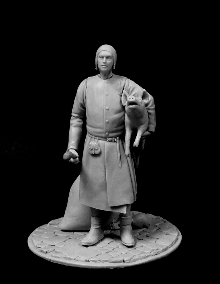 CHM-54191(M). Средневековый мясник. 54 мм. Материал - белый металл. Chronos Miniatures