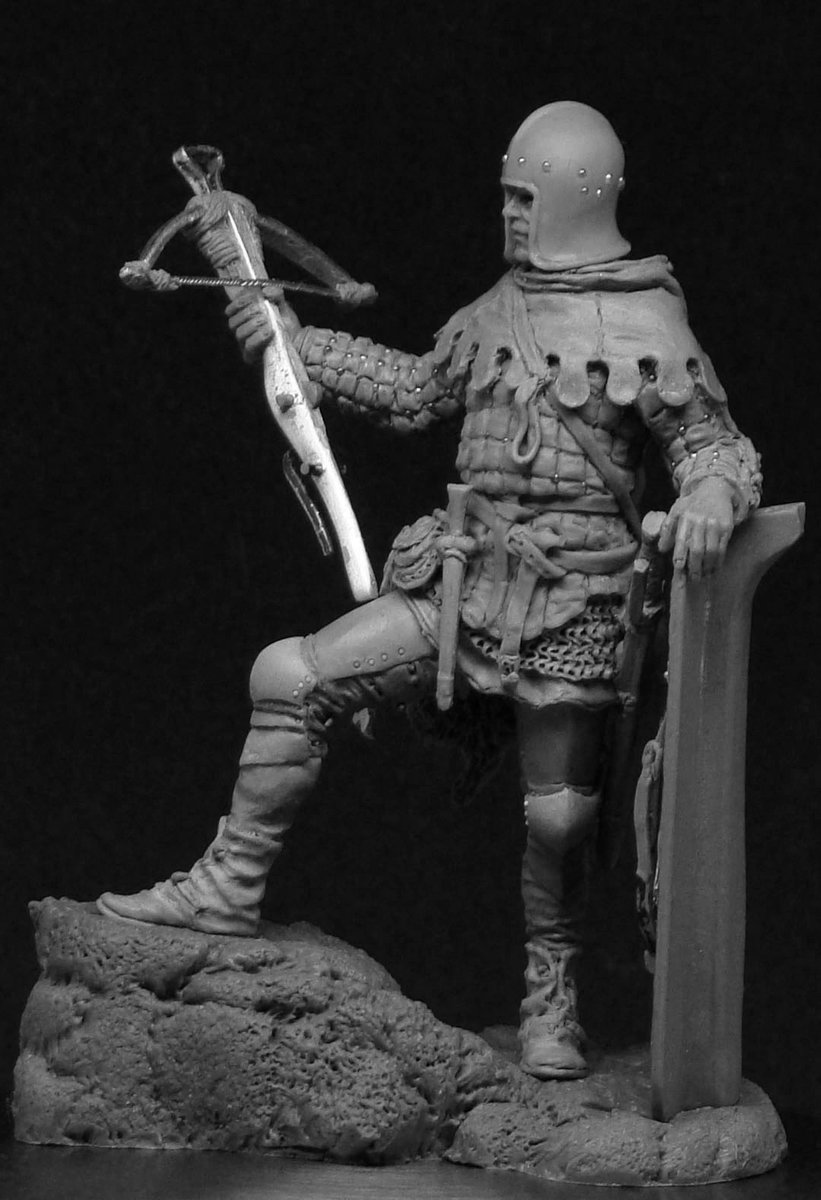 CHM-54115. Европейский арбалетчик, 1440-55 гг. 54 мм. Материал - смола. Chronos Miniatures