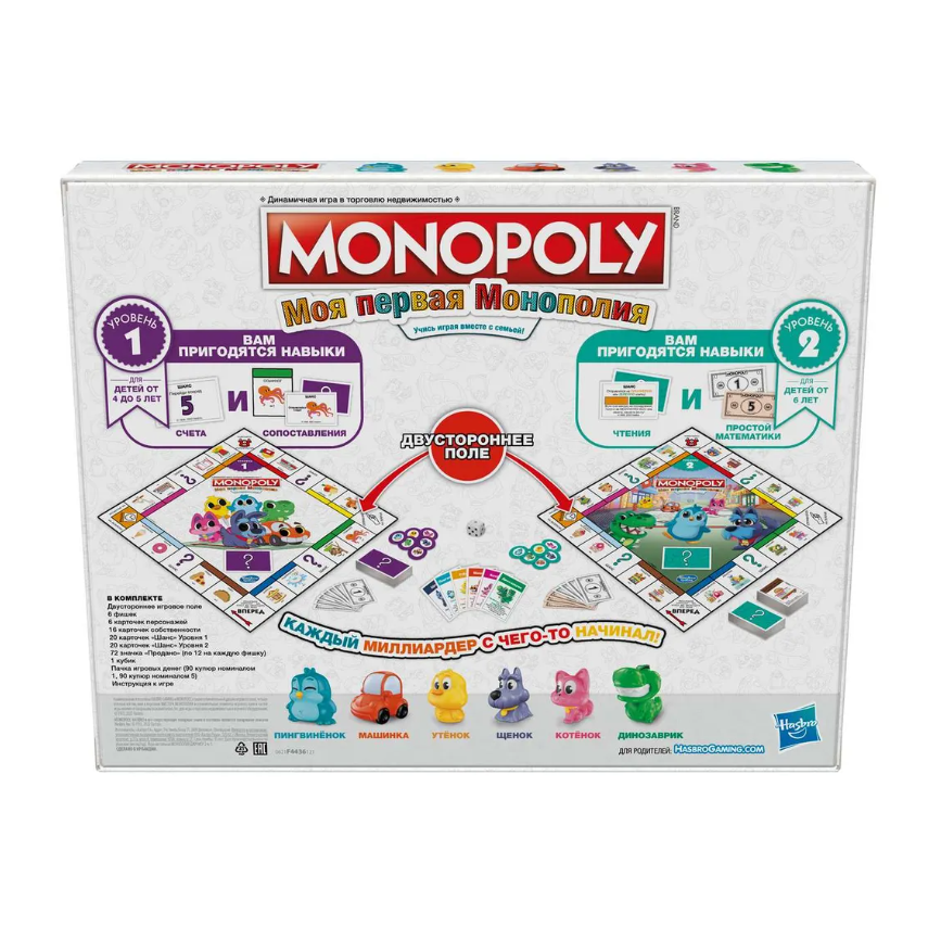 F4436121 Игра настольная Hasbro Games Монополия Джуниор 2в1