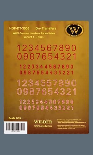 DT-3505 Немецкие номера для наземной техники. Вариант 1. -Красные-