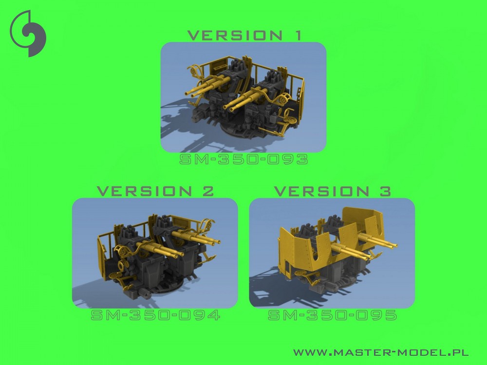 SM-350-095 USN 40 мм / 56 Bofors четверное крепление вер.3 / с директором Mk-51 - (смола, полиэтилен и токарные детали) - (6шт)