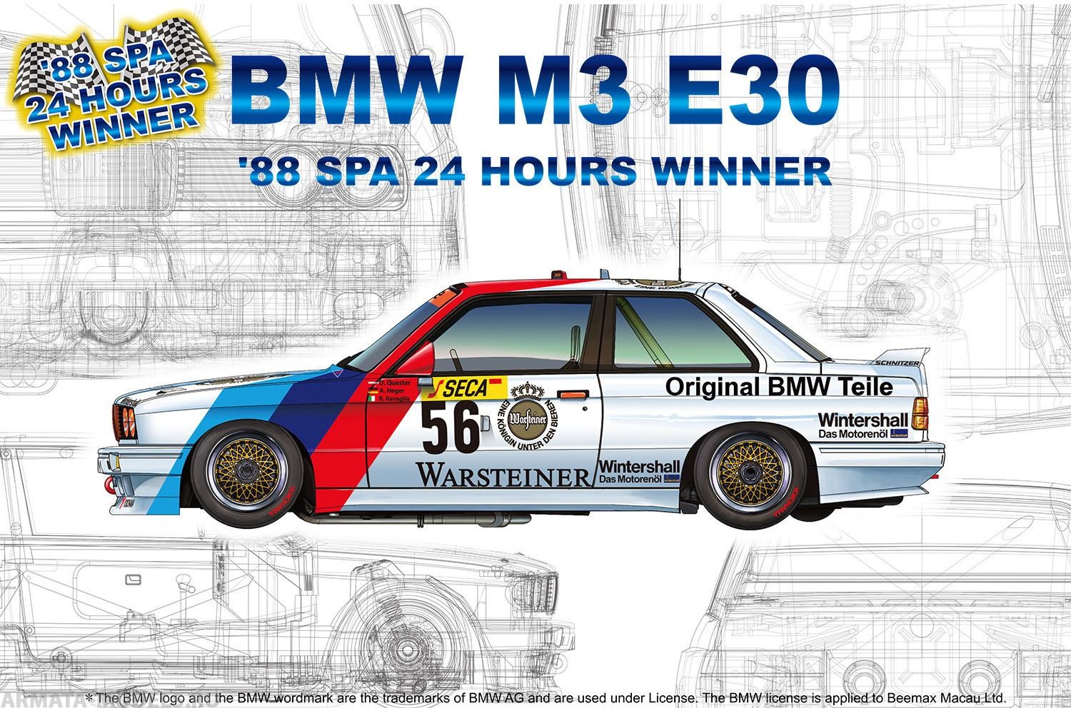 PN24017 BMW M3 E30 '88 SPA 24 Hours Winner Aoshima