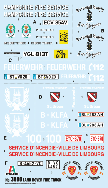 3660ИТ Автомобиль LAND ROVER FIRE TRUCK Italeri