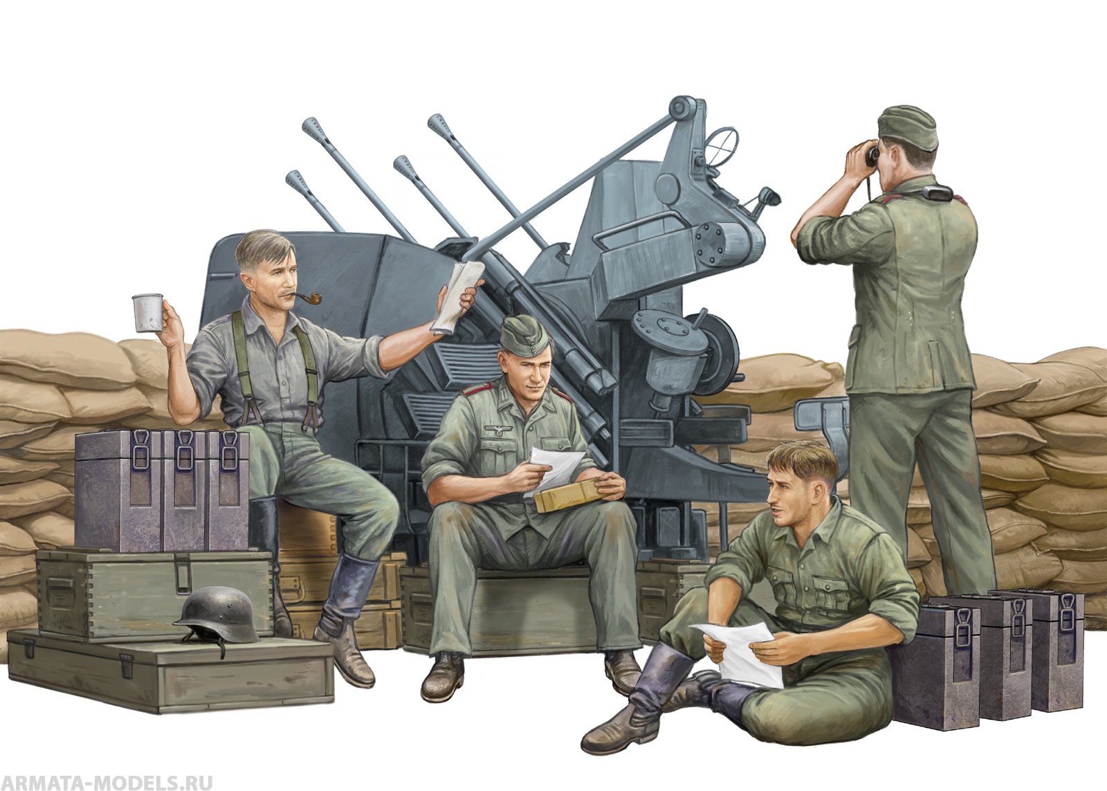 Набор фигурок 00432 Солдаты German Anti-Aircraft Gun Crew Trumpeter