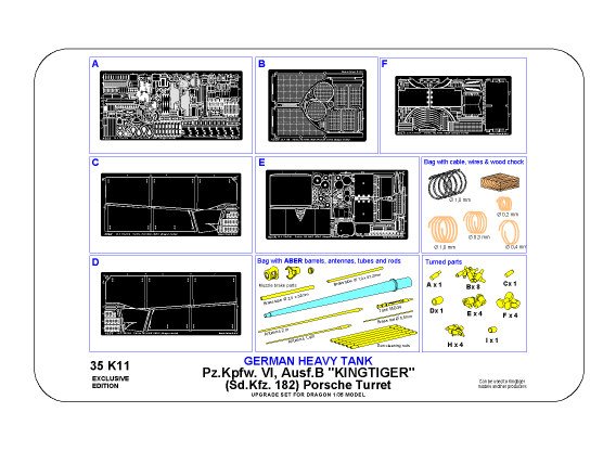 ABR-35-K11  Дополнения для  King Tiger Porsche для Dragon 1/35