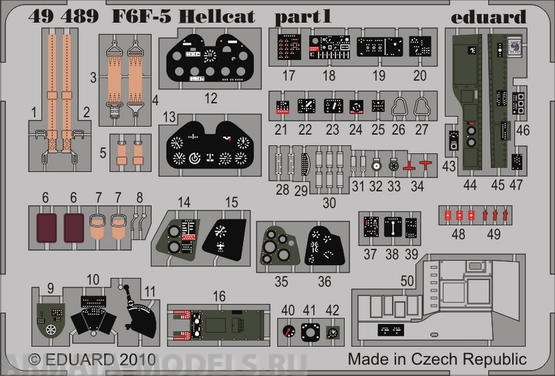 49489 Фототравление F6F-5 Helcat  для модели Eduard