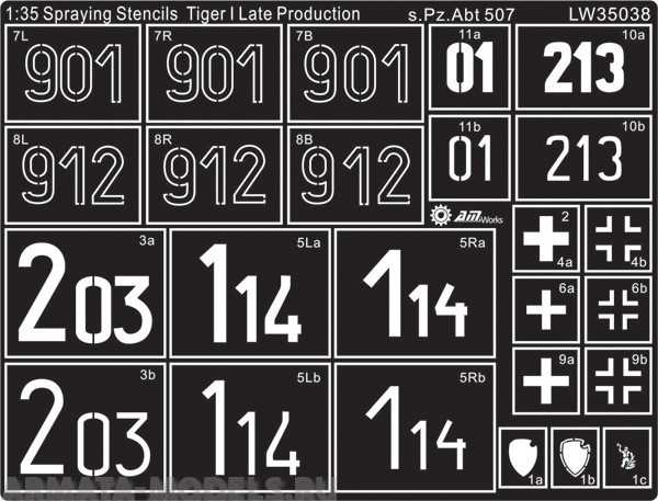 LW35038 spraying stencil Tiger late production of pz.abt 507