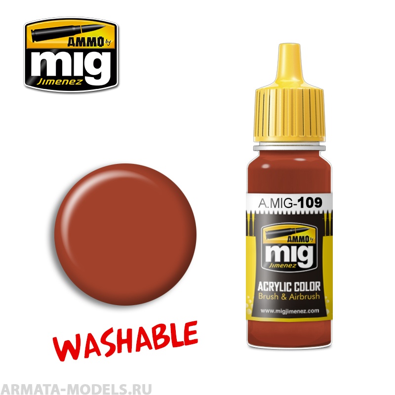 AMIG0109 Ammo Mig Акриловая краска WASHABLE RUST 17 мл