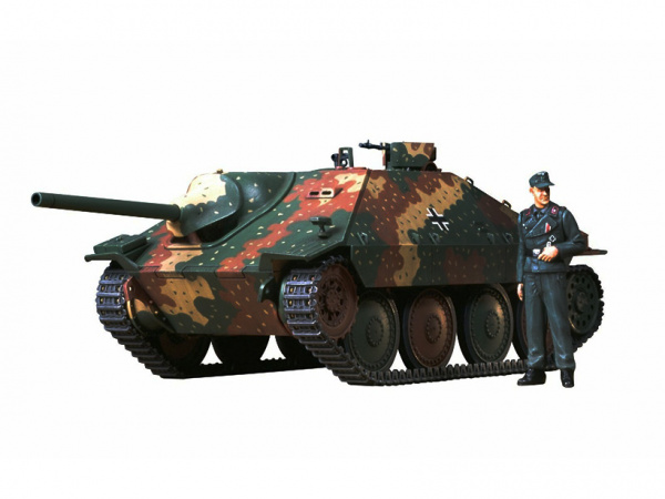 35285T Hetzer Mid Production, 2 типа траков (винил и пластик), 1 фигура, 4 вар-та декалей. Tamiya