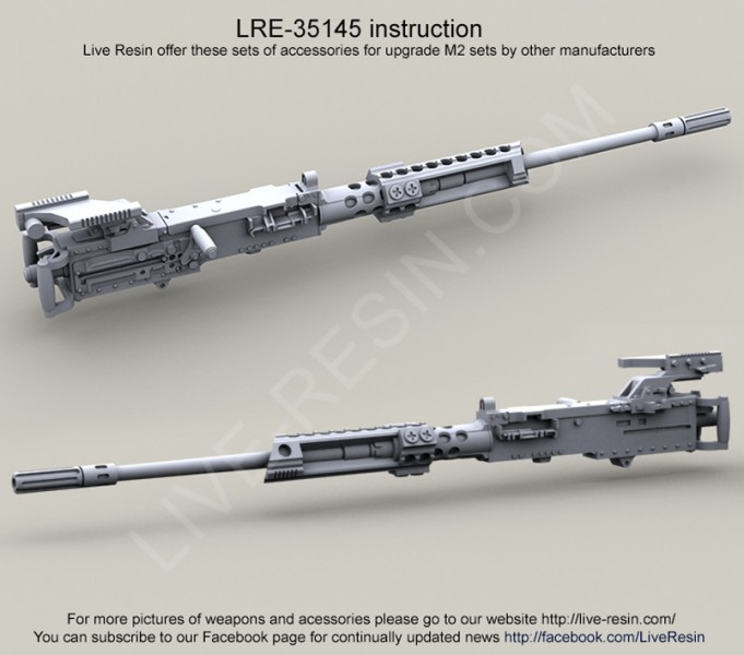 LRE35145 Тело пулемёта M2 Browning .50 калибр с кронштейном для тяжёлого фонаря Surefire HellFighter, основание для прицела M2 NV