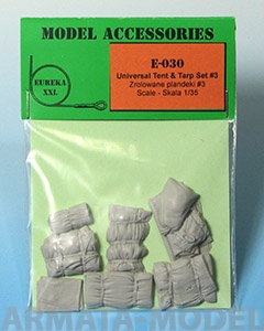 E-030 Дополнения для моделей Universal Tent & Tarp Set #3(any country, any era) in 1/35 scale, set contains 7 elements made in resin.