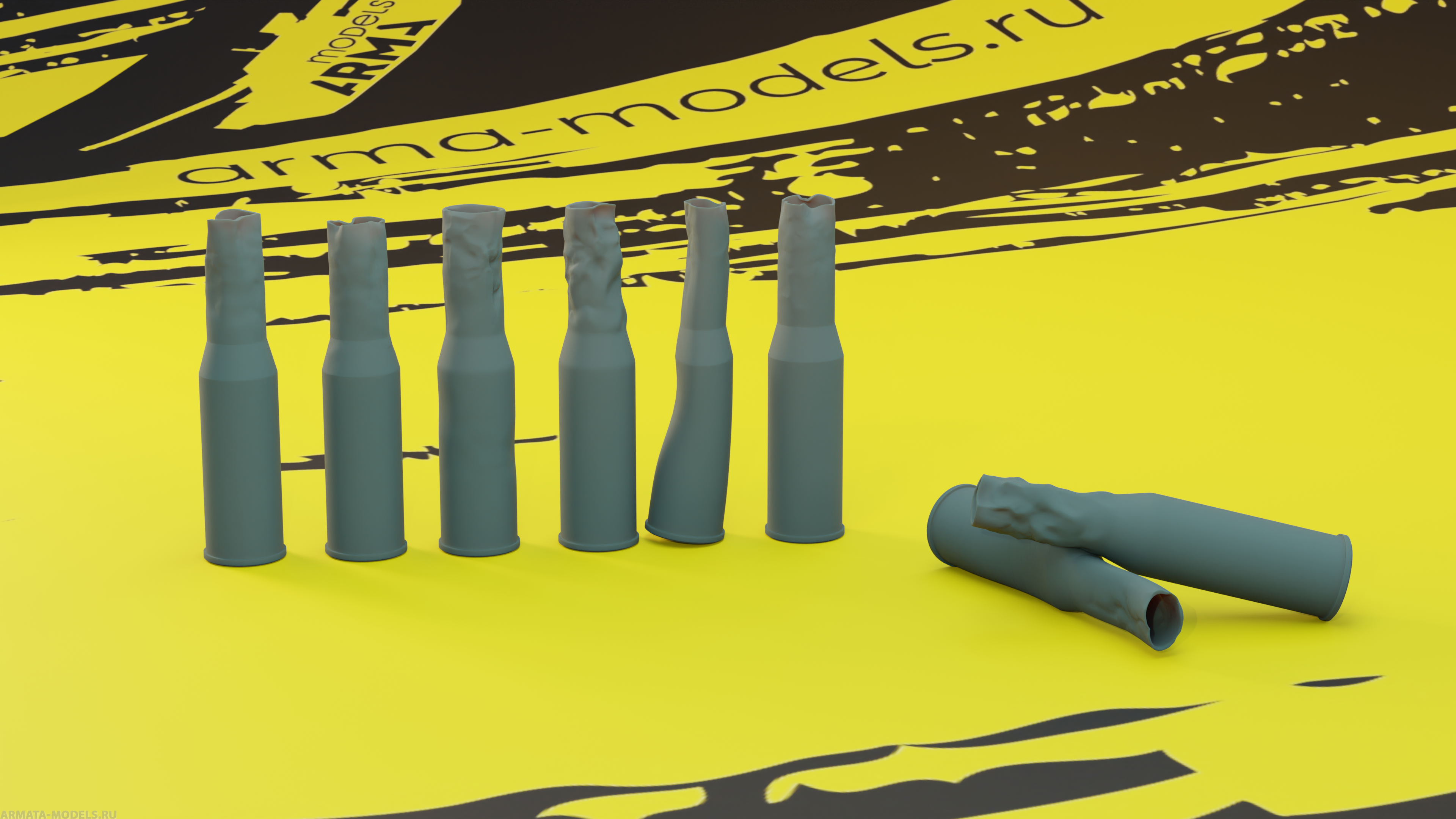 AM3720 Набор мятых гильз для Т-62 (6 шт) (Не для свободной продажи)