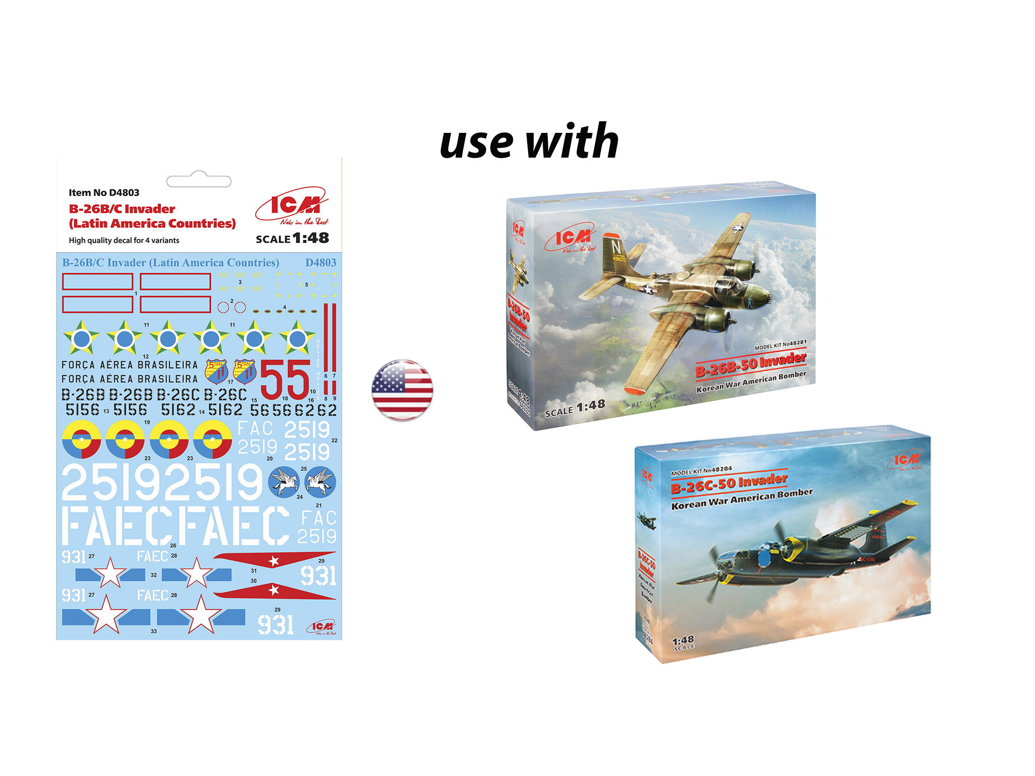 D4803 Декаль B-26B/C Invader (страны Латинской Америки)