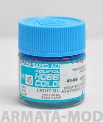 H045  Краска водоразбавляемая художественная т.м. MR.HOBBY  10мл  LIGHT BLUE