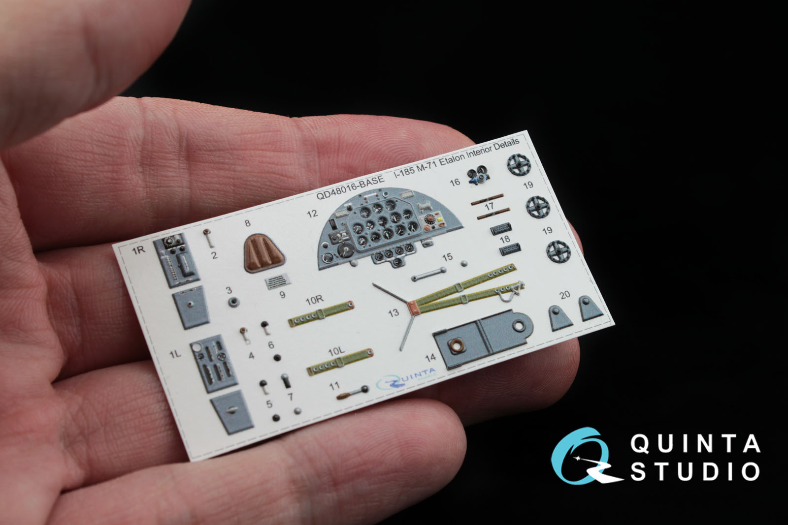 QD48016-Base 1:48 3D Декаль интерьера  кабины И-185 ((осн. элементы)) (для  модели ARK)