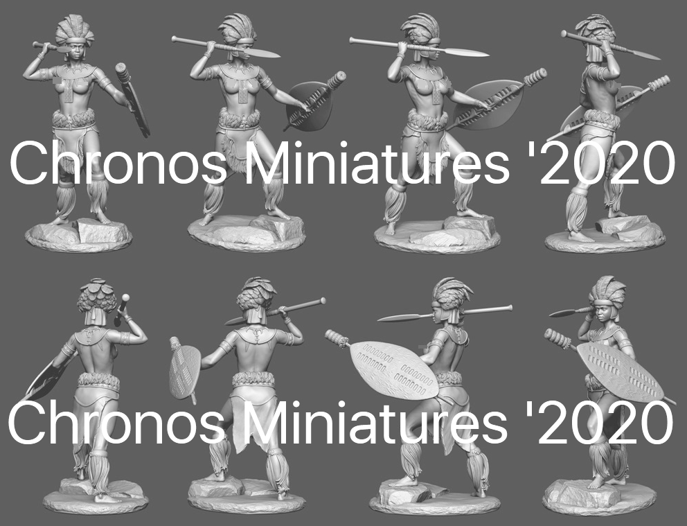 CHM-75041. Миры Фэнтези: Зулусская женщина-воин. 75 мм. Материал - смола. Chronos Miniatures