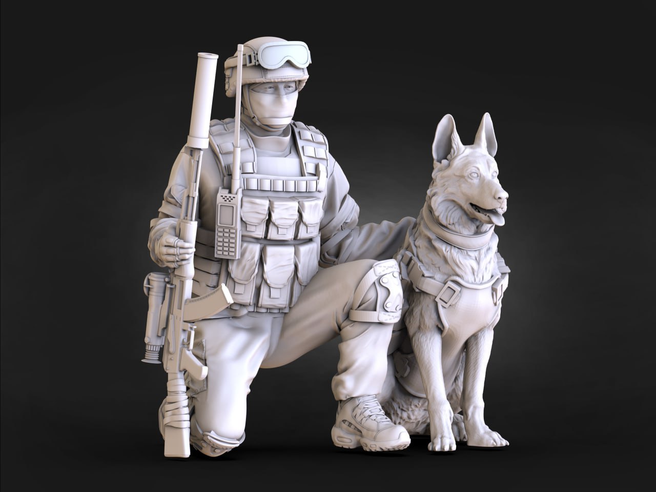 AM35744 Фигура воина РФ с собакой Arma Models