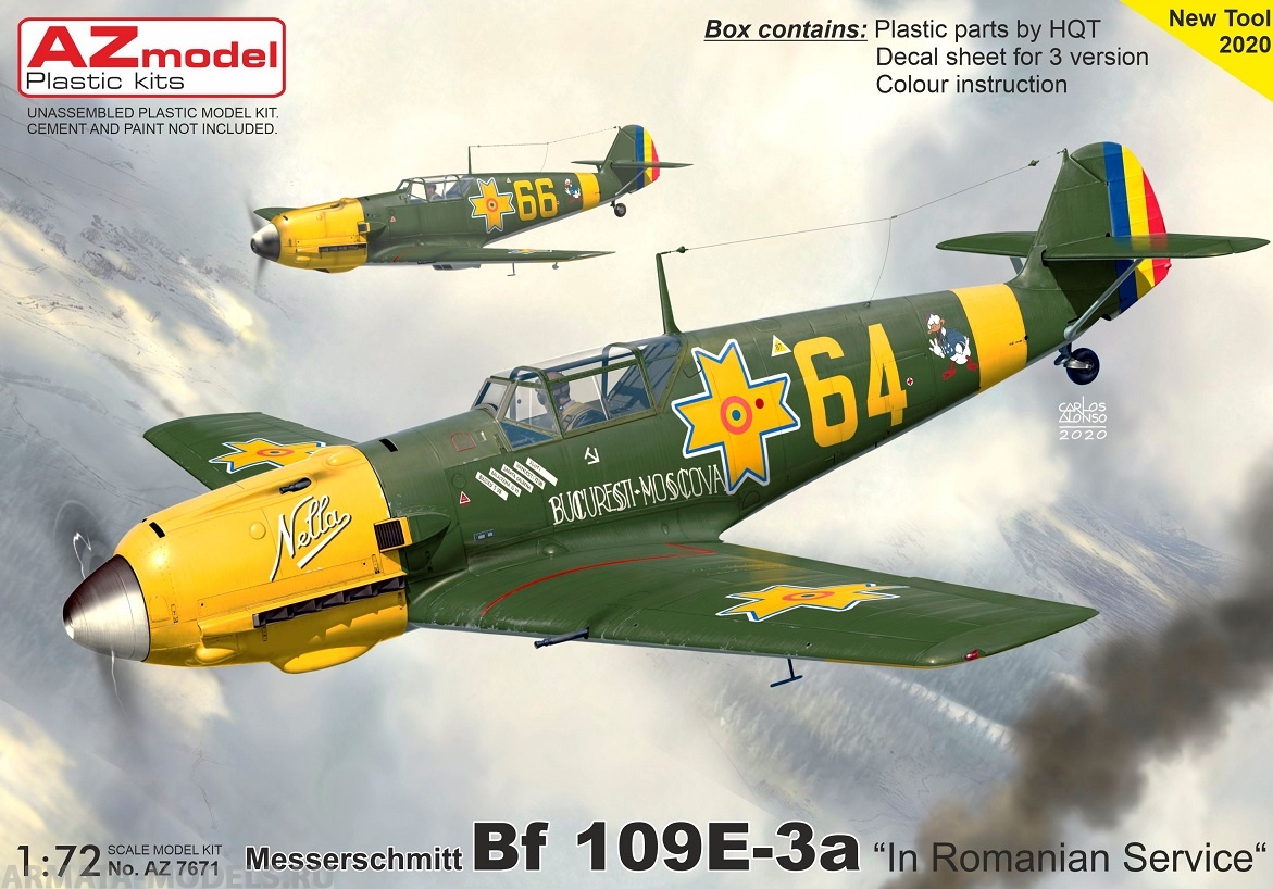 AZ7671 Сборная модель самолета BF 109E-3a „In Romanian Service“ AZmodel Plastic kits
