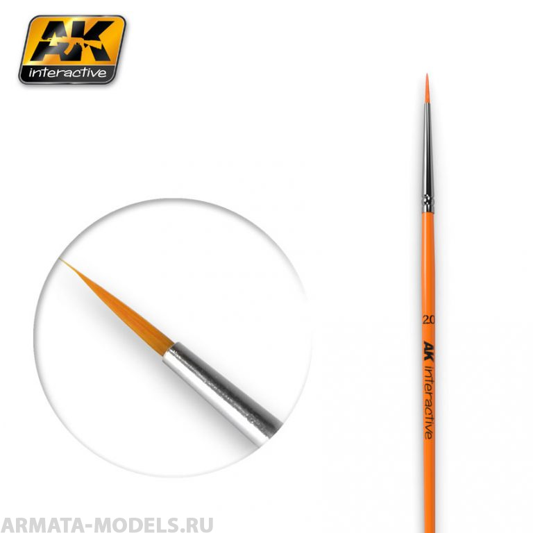 AK602 Кисть художественная ROUND BRUSH 2/0 SYNTHETIC