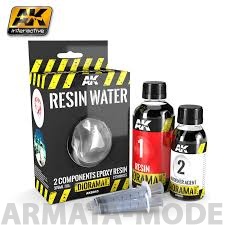 AK8043 Жидкость для имитации воды ( двукомпонентная эпоксидная вода) RESIN WATER 2-COMPONENTS EPOXY RESIN - 375ml (Enamel)