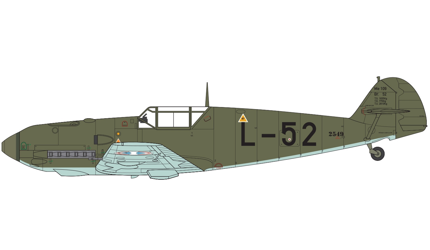 A05120B Самолет Messerschmitt Me109E-4/E-1 Airfix