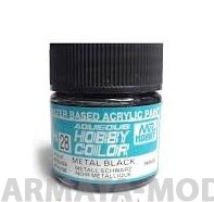 H028  Краска водоразбавляемая художественная т.м. MR.HOBBY  10мл  METAL BLACK