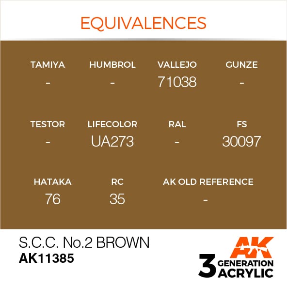 AK11385 Краска акриловая 3Gen S.C.C. No.2 Brown