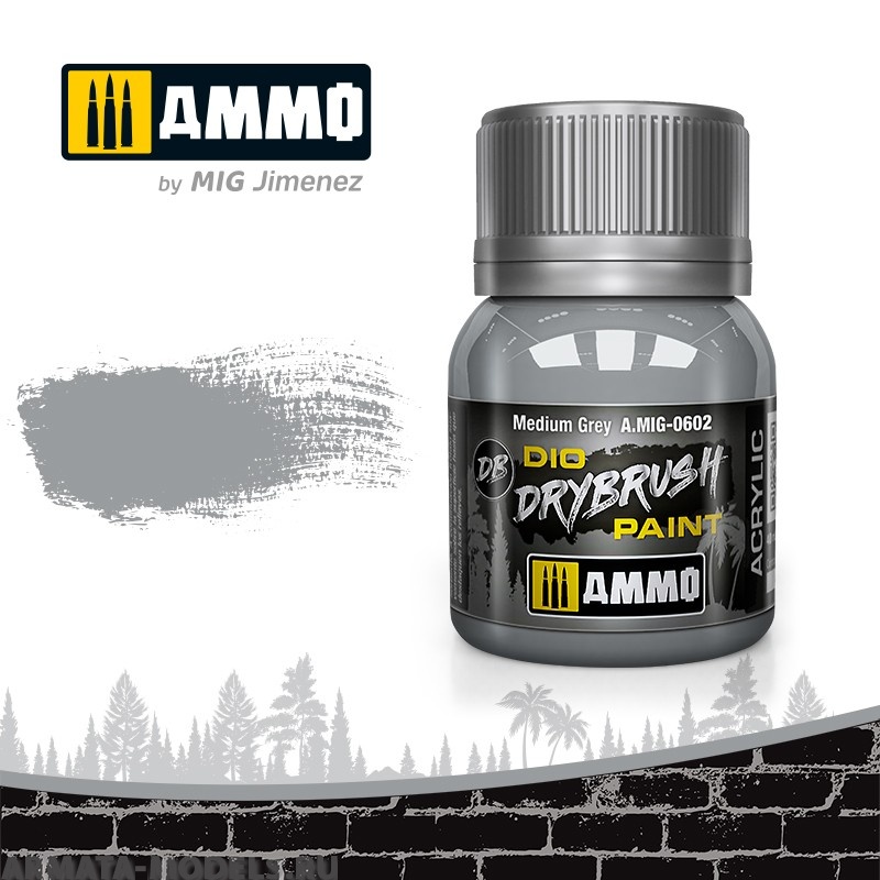 AMIG0602 Ammo Mig Краска акриловая DRYBRUSH  Medium Grey
