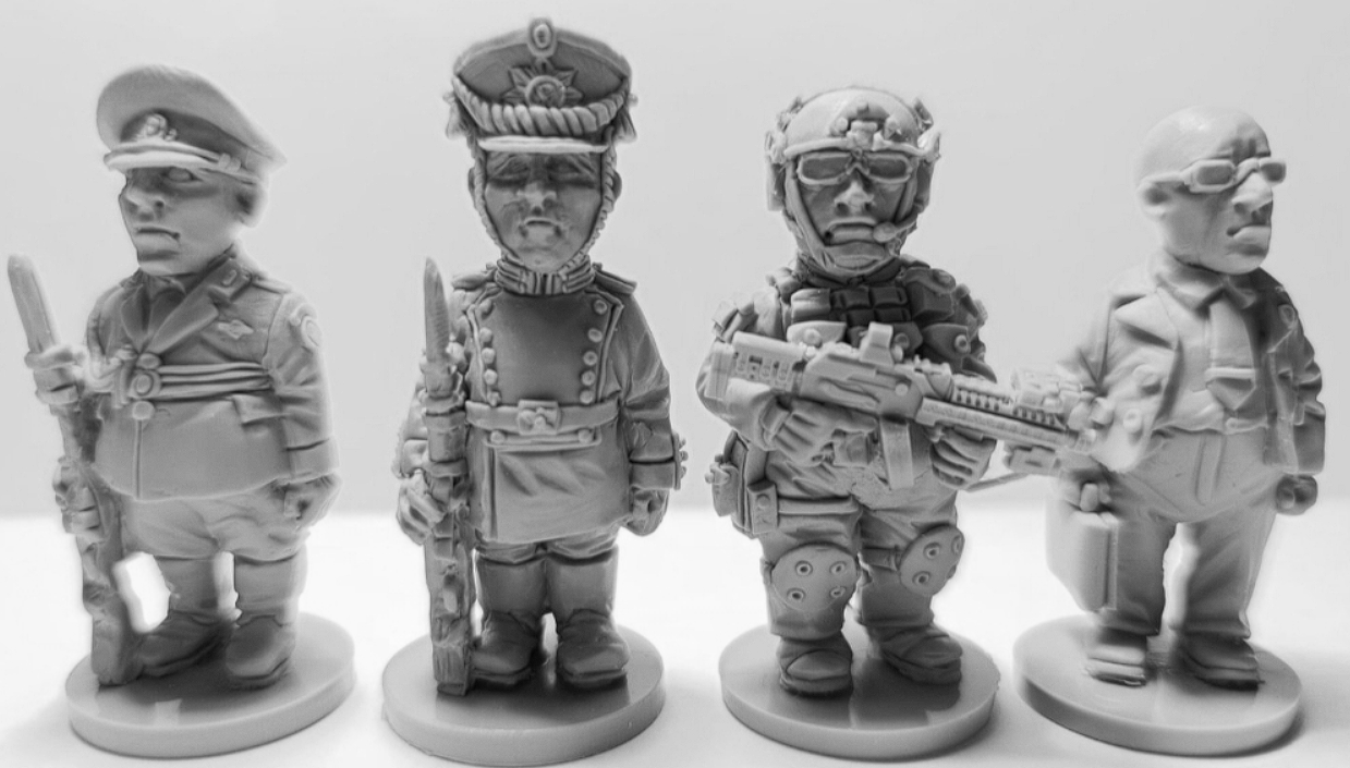 CHM-50.14. Шаржевая миниатюра. Федеральная Служба Охраны России. В комплекте 4 фигуры. 50 мм. Материал - смола. Chronos Miniatures