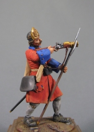 CHM-54103(M). Бомбардир артиллерийских полков, Россия 1720-е годы. 54 мм. Материал – белый металл