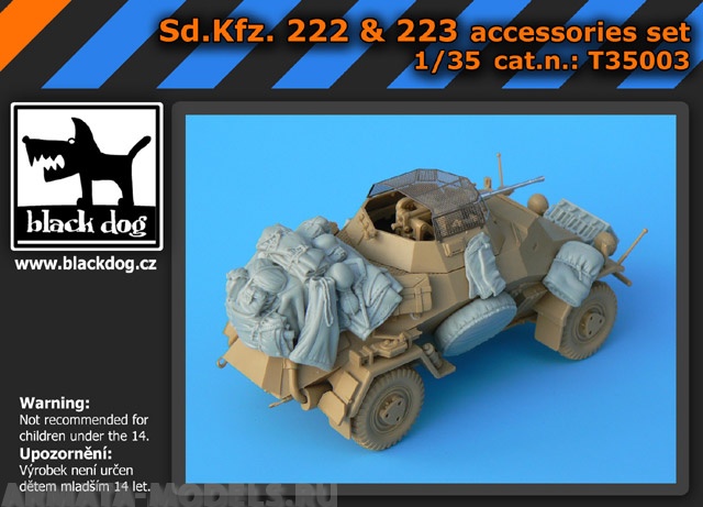 T35003 Конверсионный набор Sd.Kfz. 222\223 accessories set for Tamiya kits 12 resin (Black dog)