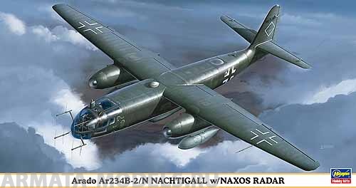 09820 Самолет Arado Ar234B-2/N Nachtigall w/Naxos Radar Hasegawa