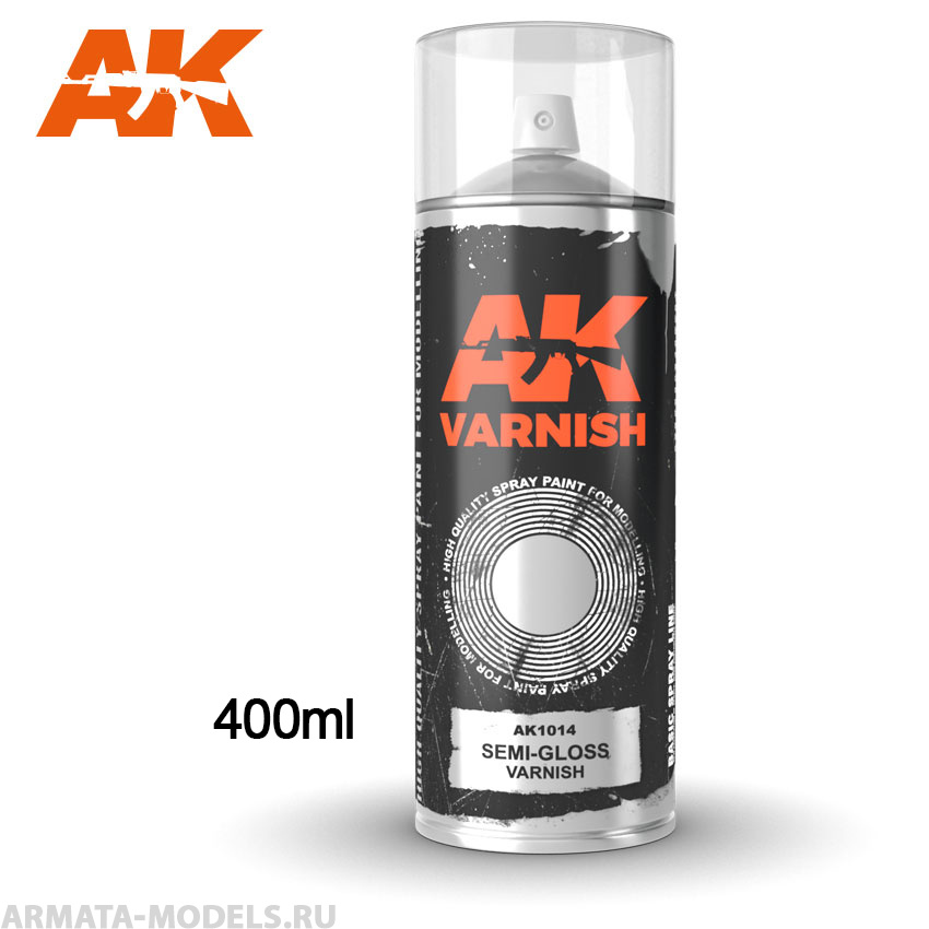 AK1014 Полуглянцевый лак Semi-Gloss varnish - Spray 400ml (Includes 2 nozzles)