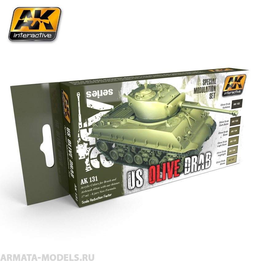 AK131 Набор красок для цветовой модуляции OLIVE DRAB MODULATION SET