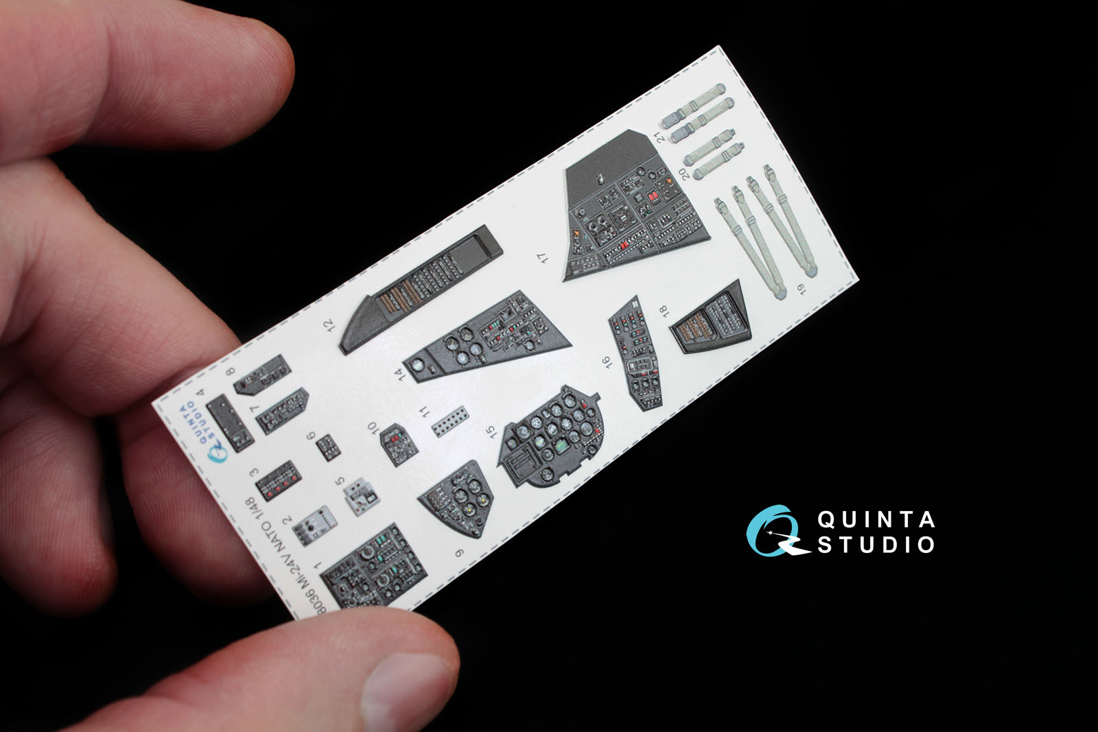 QD48036 1:48 3D Декаль интерьера кабины  Ми-24В НАТО (черные панели) (для модели  Звезда)