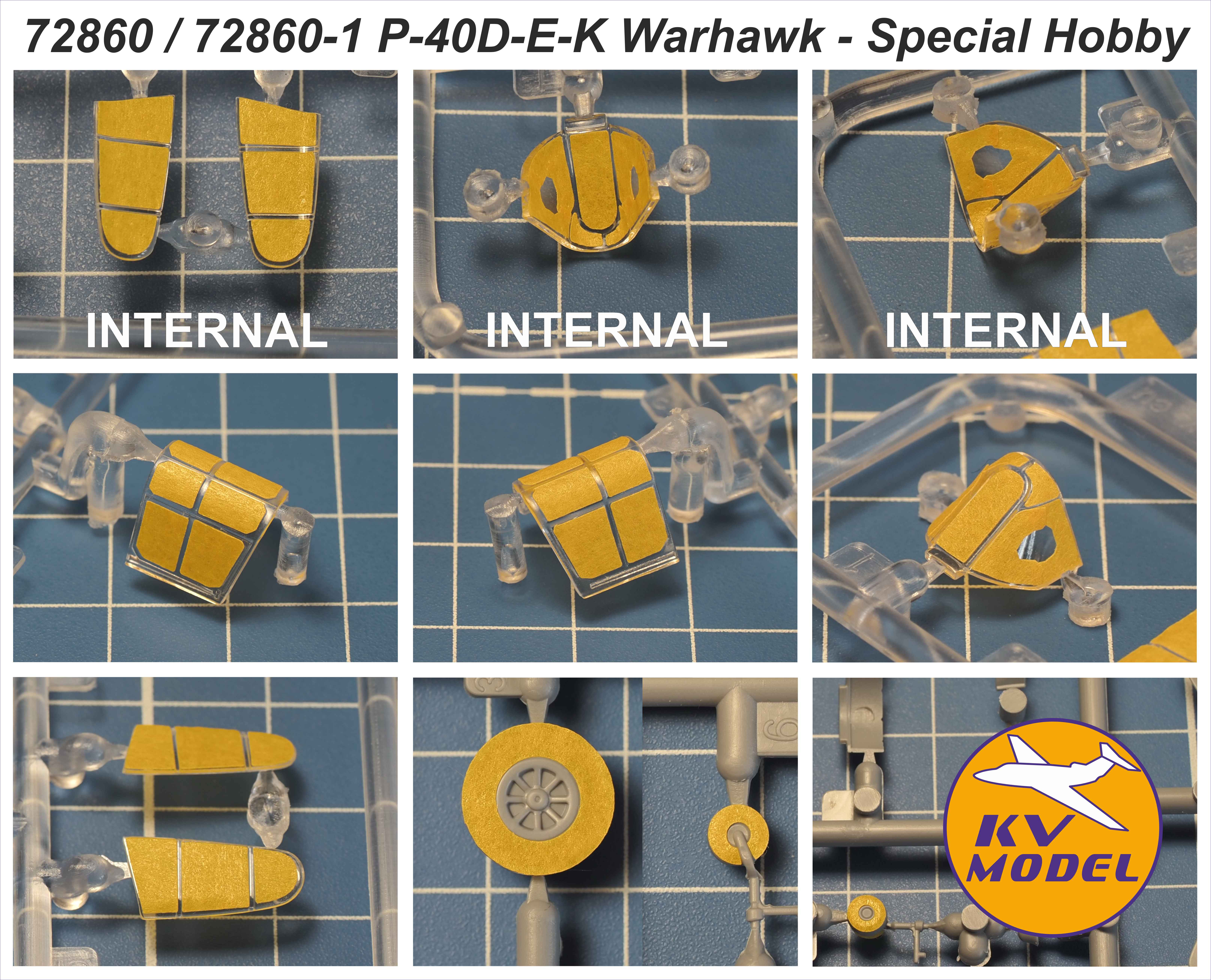 72860KV Окрасочная маска P-40D/E/K-1/5 Warhawk / Kittyhawk Mk.IA/Mk.III (SPECIAL HOBBY #SH72377, #SH72367, #SH72379, #SH72380, #SH72338, #SS016, #SS017) + маски на диски и колеса