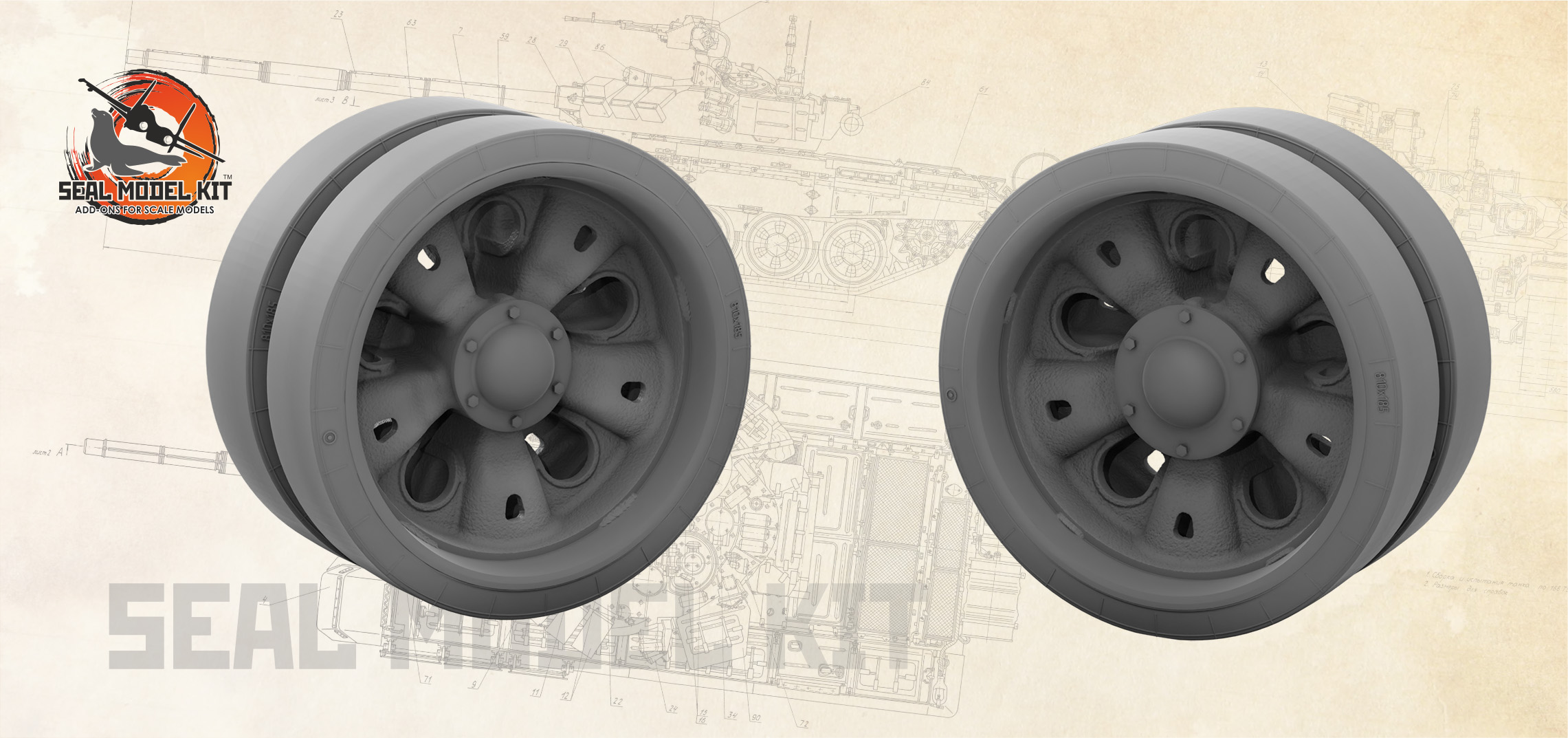 smk35004 Высокодетализированные катки для танка Т-62 изношенный протектор (Не для свободной продажи)