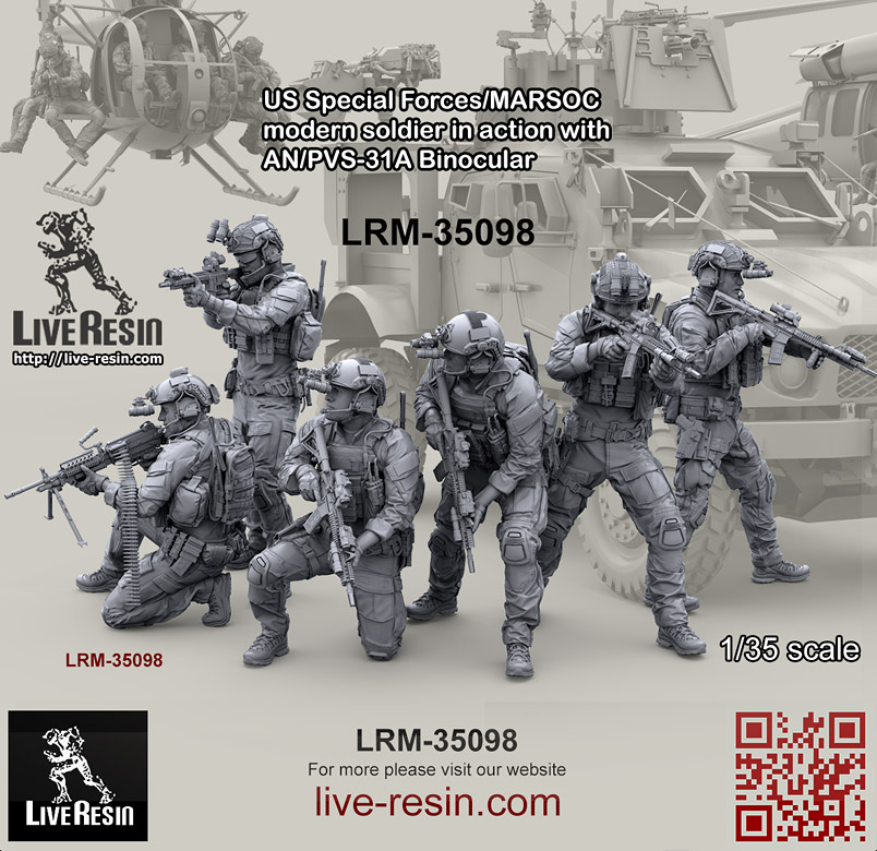 LRM35098 Боец СОФ/МАРСОК  в бинокулярных очках ночного видения - 3 Live Resin