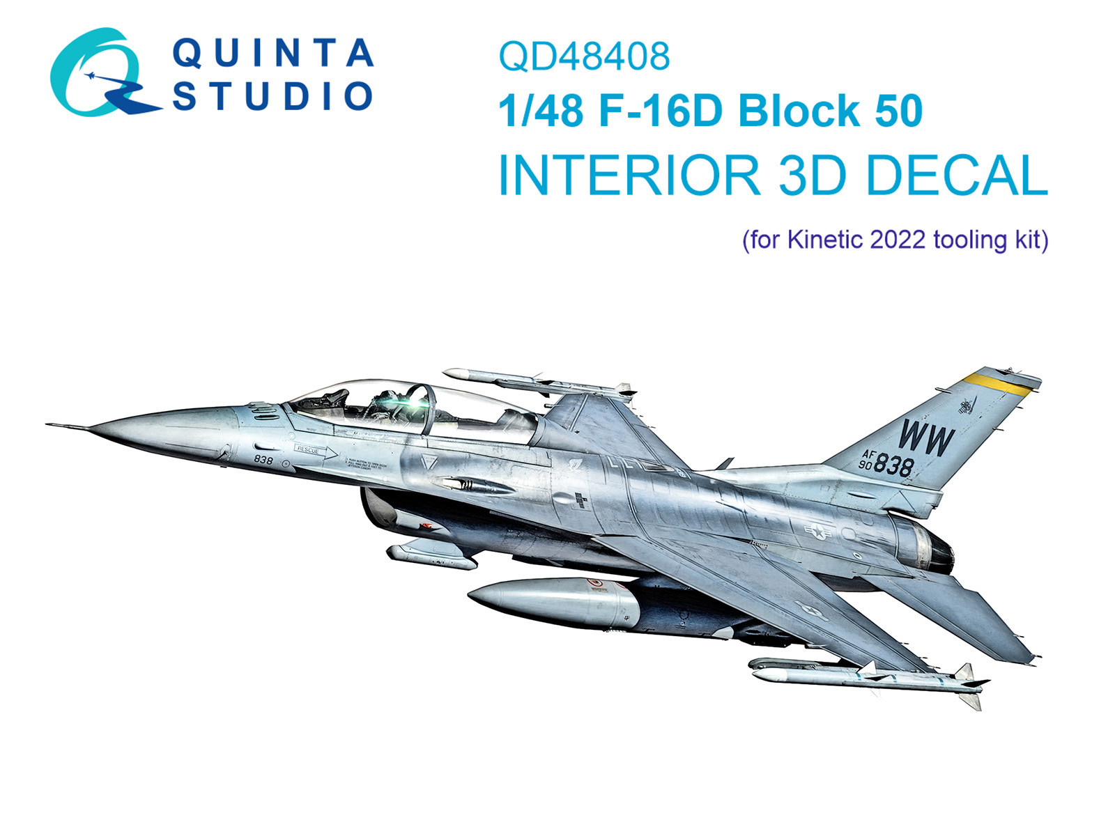 QD48408 3D Декаль интерьера кабины F-16D block 50 (Kinetic 2022 tool)