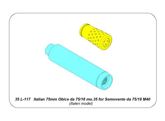 ABR-35-L-117  Дополнения для  Barrel for Italian 75mm Ansaldo L/18 gun for Semovente da 75/18 M40 для Italeri Model 1/35