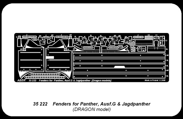ABR-35 222  Дополнения для  Fenders forPanther Ausf.G & Jagdpanther для New Dragon 1/35