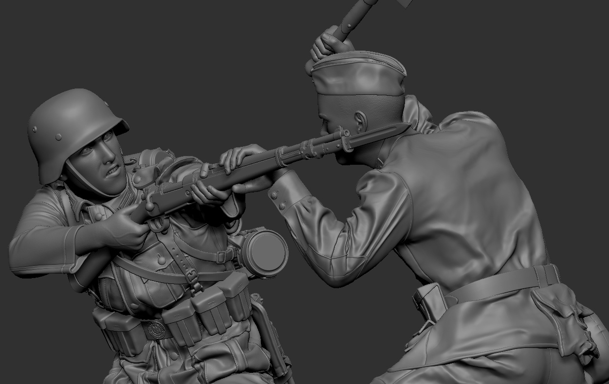 3013SOGA Схватка красноармейца с солдатом Вермахта. 1941-42 г. SOGA Miniatures