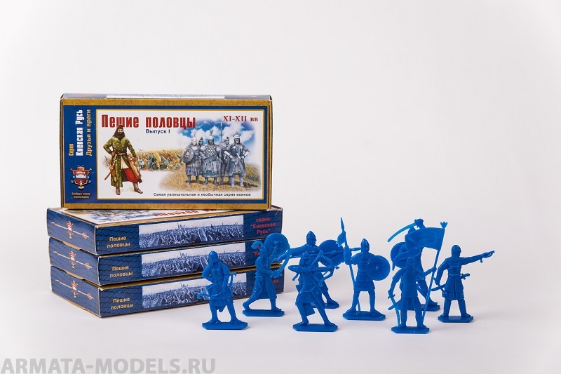 WAB001Blue Набор фигур Пешие половцы (синий) Воины и Битвы