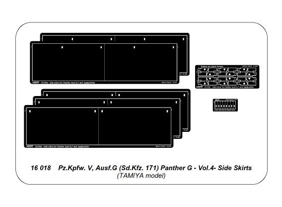 ABR-16-018  Дополнения для  Panther G/Jagdpanther- Vol.4- Side Skirts для Tamiya 1/16