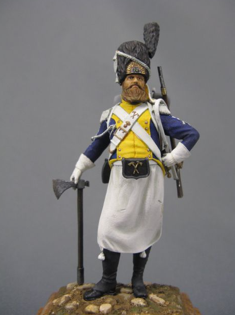 CHM-54054(M). Польский сапер легиона Вислы, 1808-13 гг. 54 мм. Материал - белый металл. Chronos Miniatures