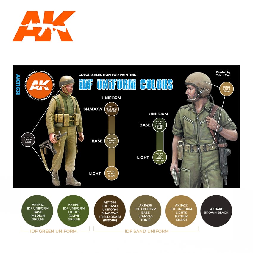 AK11631 Набор красок IDF UNIFORM COLORS 3G