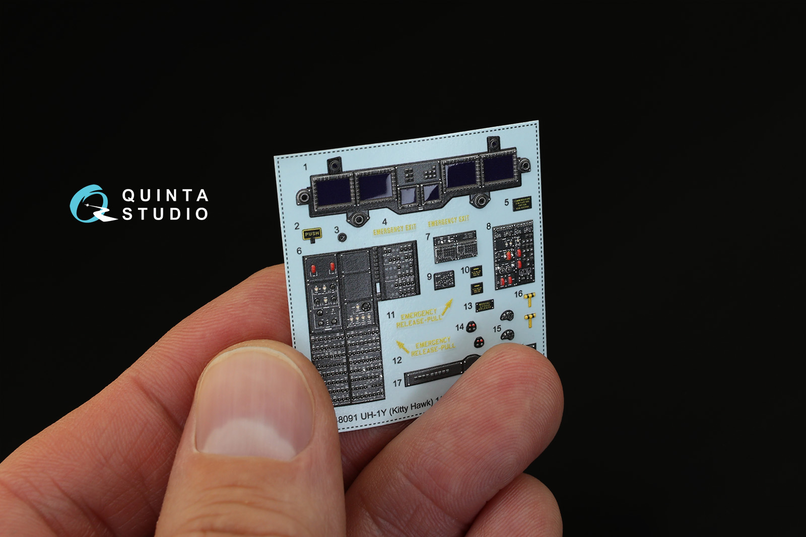 QD48091 1/48 3D Декаль интерьера кабины UH-1Y Venom (для модели Kitty Hawk) Quinta Studio