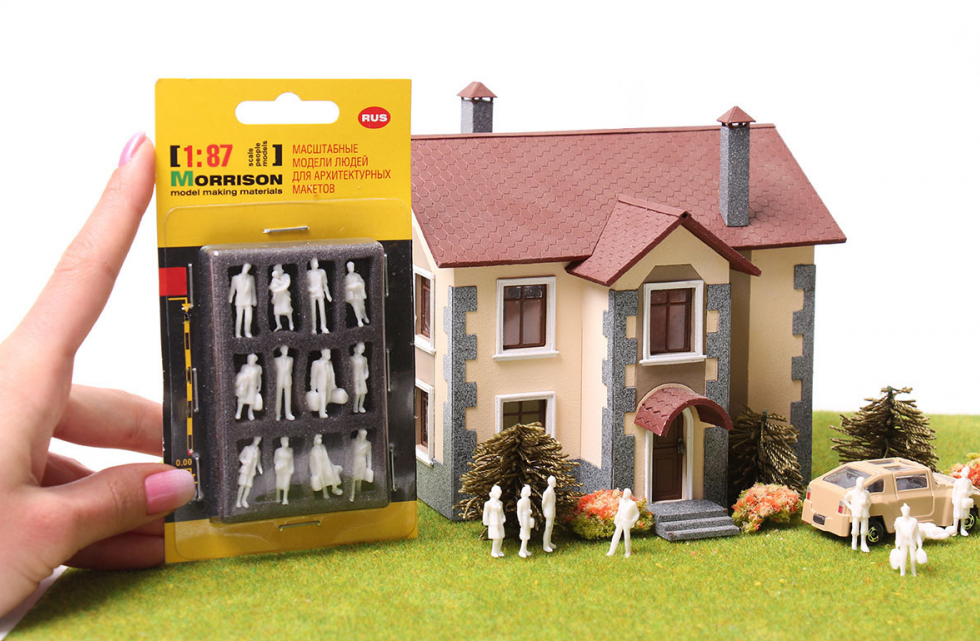 010LBK004 Фигурки людей для макета в масштабе 1:87 (Набор 12 шт.)