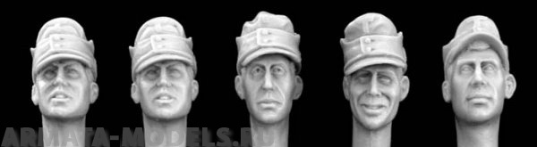 HGH10 5 heads, Ger. WW2 mountain caps 