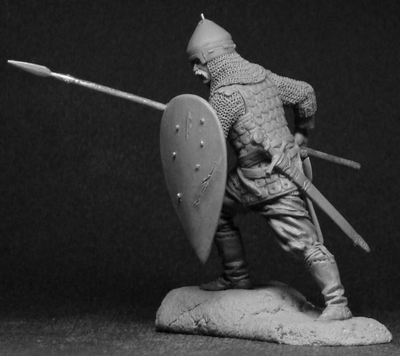 CHM-54062(M). Русский воин с копьем, 14 век. Материал - белый металл. Chronos Miniatures